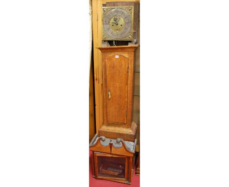 A circa 1800 provincial oak longcase clock, having a square brass dial (11") signed Rob Parkinson - Lancaster, with subsidiar