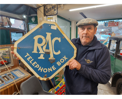 ORIGINAL RAC TELEPHONE BOX ENAMEL SIGN