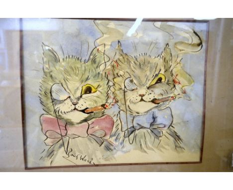 Copy of a Louis Wain watercolour of two cats 