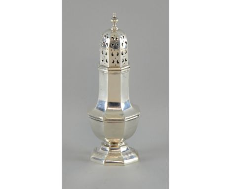 George VI silver sugar sifter of octagonal section, by William Hutton & Sons Ltd., Birmingham, 1942, 4.1oz, 129g, 
