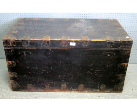 Wooden trunk with metal mounts and lead lined interior 