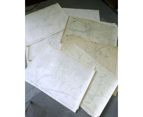Thirty single sheet Ordnance Survey maps all relating to areas in the County of Surrey to include fourteen single sheet maps 