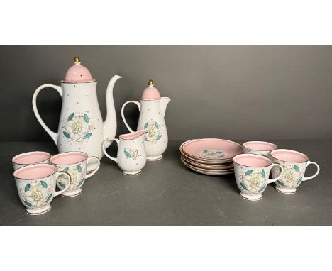 A part Susie Cooper coffee service to include cups, saucers and coffee pot 