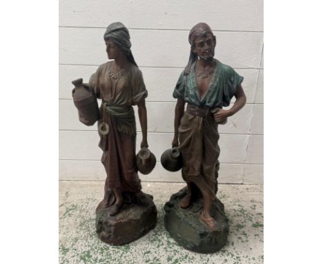 Two Goldscheider type Nubia figures (H64cm)