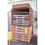Lot-(2) 3-Drawer and (1) 4-Drawer Wood Organizers in (1) Stack