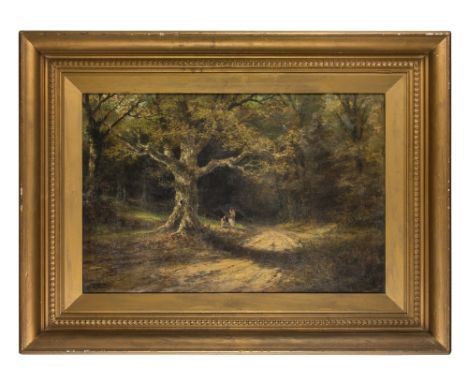 *Earle (George, 1824-1908). Figures resting at the entrance to a wood, 1887,  oil on canvas (stamped Barnard & Son, London, t