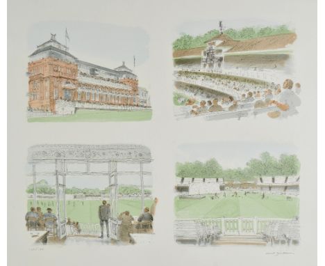 *Gentleman (David, 1930-). Lords Cricket Ground, 1995,  colour lithograph on wove paper, signed in pencil lower right, and nu