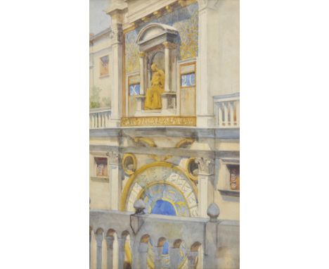 *Hulton (William Stokes, 1852-1921). Venetian Facade,  watercolour on paper, signed with initials lower right, 42.5 x 24 cm (