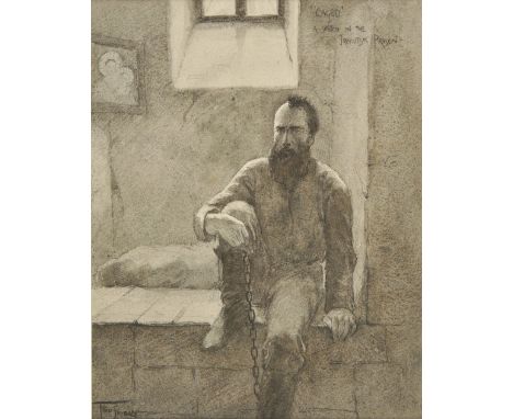 *Pegram (Frederick, 1870-1937). 'Caged', A Sketch in the Jakoutsk Prison, circa 1900,  pen, black ink and grey wash on paper,