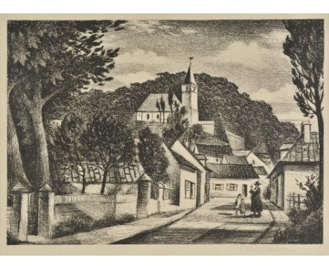 *@Nevinson (Christopher Richard Wynne, 1889-1946). French village, 1928-29,  lithograph on wove paper, signed in pencil, imag