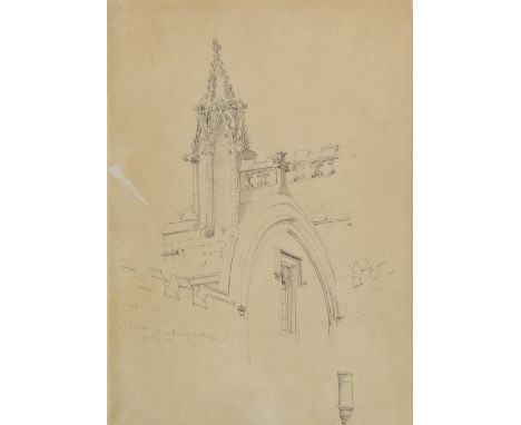 *Varley (Cornelius, 1781-1873). South Pinnacle, Newstead Abbey, Nottinghamshire, September 28, 1824,  pencil on wove paper, s