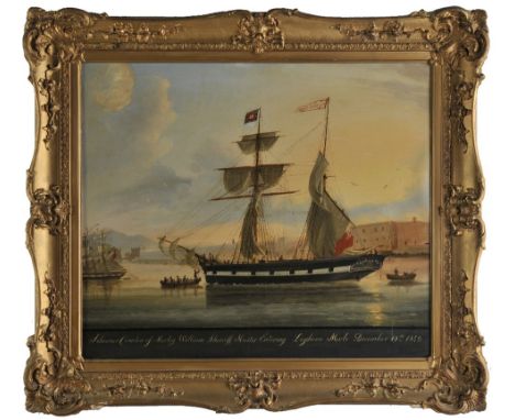 *English naive school. Schooner Countess of Morley, William Sherriff Master, entering Leghorn Mole December 19th 1849 & Schoo