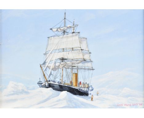 *@Hunt (Geoff, died 2008). 'Terra Nova' (Capt. Scott) in Heavy Pack Ice - Dec 1910, 2006, acrylic on board, showing a three-m