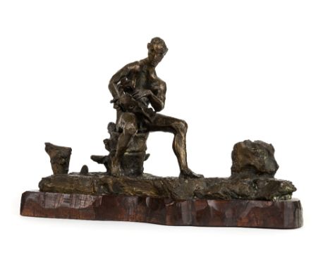 *@Ayrton (Michael, 1921-1975). Orpheus,  bronze sculpture, modelled as a seated figure on original wooden plinth, 27 x 38 cm 