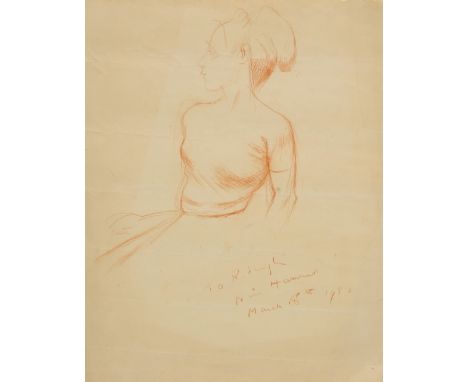 *Hamnett (Nina, 1890-1956). Dancer, 1952,  red crayon on sketch book paper, watermarked British Oak Parchment, signed and ins