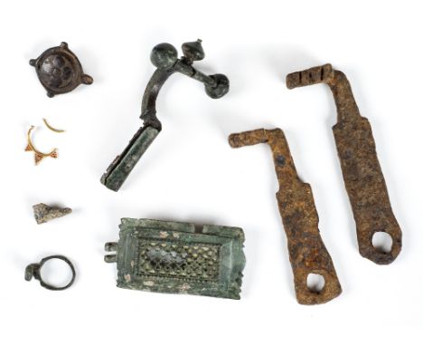 *Antiquities. A small collection of Roman antiquities including a bronze soldier's buckle, 3rd century,  rectangular with ope