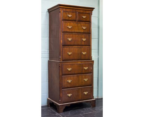 *Tallboy. A 19th century mahogany tallboy,  the top section with two short and three long drawers, above three long drawers, 