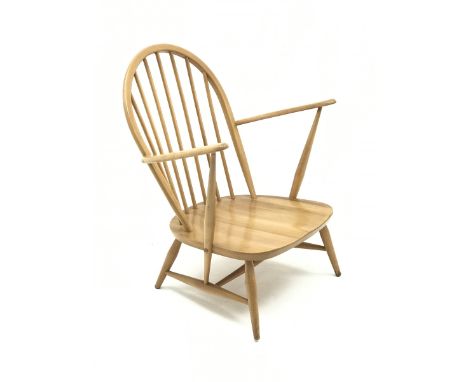 Ercol ash and beech spindle back easy chair,  turned supports, W69cm - Condition Report 