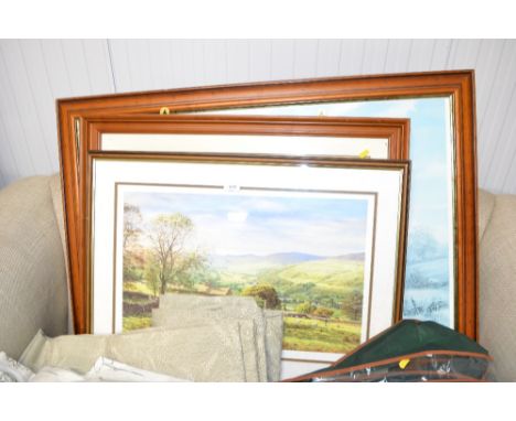 R Melling pencil signed print coloured print depicting a Shropshire Farm, another print Autumn Ploughing