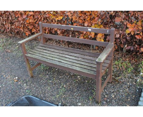 A hardwood garden bench