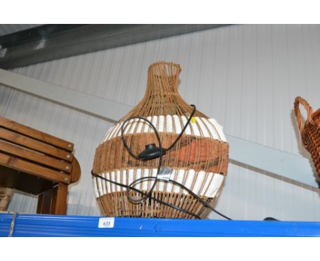 A wicker table lamp
