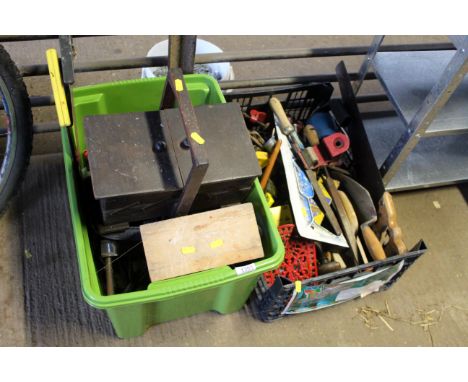 Two boxes of tools and a small concertina sewing box