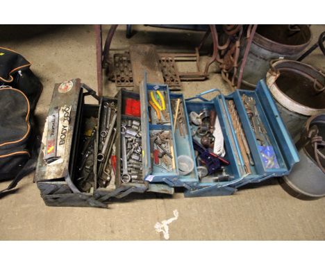 Two cantilever tool boxes and contents of tools