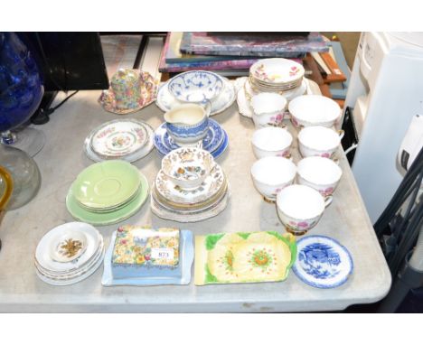 A collection of Royal Stafford floral decorated teaware; a Carltonware dish; Wedgwood preserve pot and cover AF etc