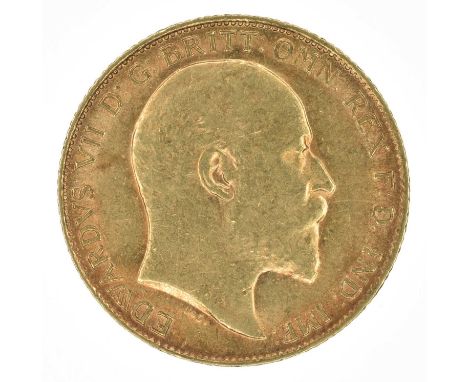 King Edward VII, Half-Sovereign, 1909, Bare head r. R. St. George and dragon, London Mint, edge milled, gold, weight 4g, S.39