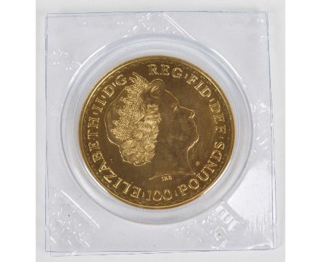 Queen Elizabeth II, 2013 Gold 1oz Britannia, 100 Pounds, struck in .9999 gold, with obverse portrait by Ian Rank-Broadley, R.