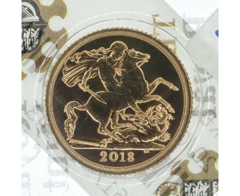 Queen Elizabeth II, Half-Sovereign, 2018, Crowned head r. obverse portrait by Jody Clark, R. St. George slaying the dragon, s