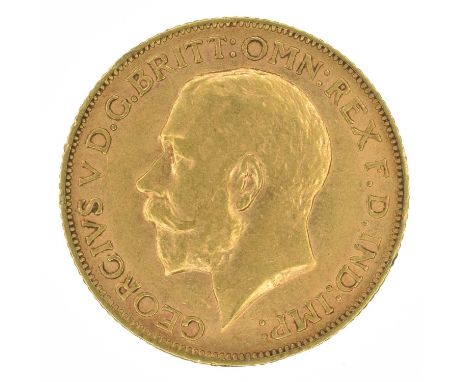 King George V, Sovereign, 1911, Bare head l. R. St. George and dragon, London Mint, edge milled, gold, weight 8g, S.3996, VF.