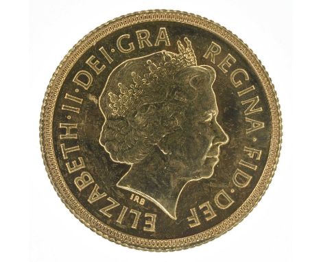 Queen Elizabeth II, Sovereign, 2002, Crowned head r. obverse portrait by Ian Rank-Broadley, R. The Shield of Arms of Our Unit