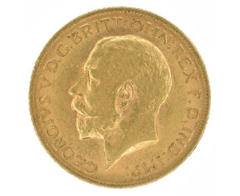 King George V, Sovereign, 1912, Bare head l. R. St. George and dragon, London Mint, edge milled, gold, weight 8g, S.3996, gVF