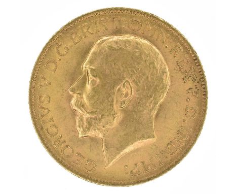 King George V, Sovereign, 1913, Bare head l. R. St. George and dragon, London Mint, edge milled, gold, weight 8g, S.3996, EF.