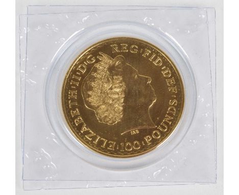 Queen Elizabeth II, 2013 Gold 1oz Britannia, 100 Pounds, struck in .9999 gold, with obverse portrait by Ian Rank-Broadley, R.