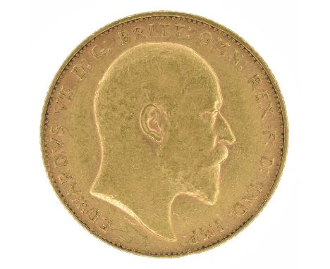 King Edward VII, Sovereign, 1906, Bare head r. R. St. George and dragon, London Mint, edge milled, gold, weight 8g, S.3969, V