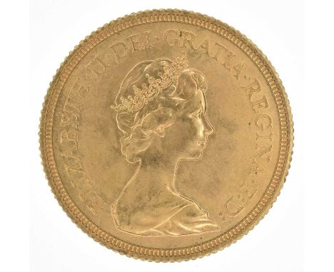 Queen Elizabeth II, Sovereign, 1976, Crowned head r. with obverse portrait by Arnold Machin, R. St. George and dragon, gold, 