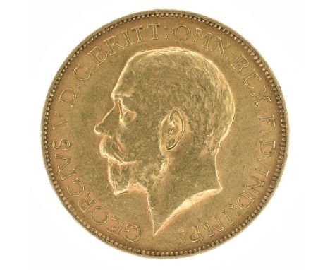 King George V, Sovereign, 1925, Bare head l. R. St. George and dragon, SA on ground for Pretoria Mint, South Africa, edge mil