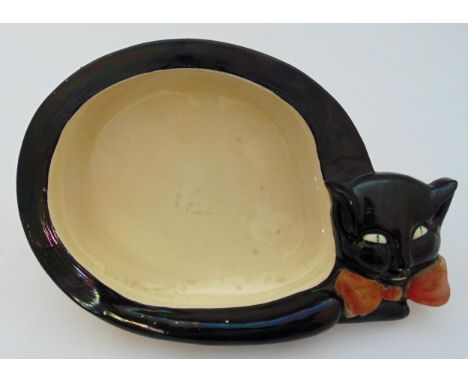 Clarice Cliff Bizarre Black Cat shop display pottery nursery bowl circa 1930, 25.5cm (w) marks to the base