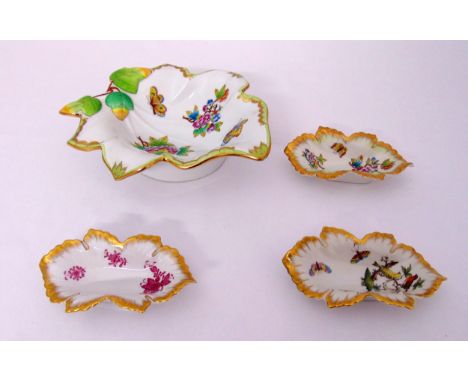 A quantity of Herend to include a fruit bowl and bonbon dishes, marks to the bases (4)
