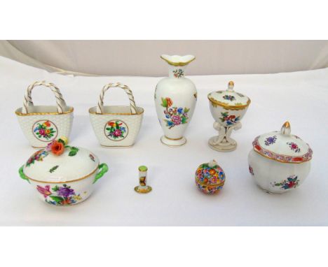 A quantity of Herend to include a bonbon dish, a vase, bonbon baskets, covered dishes, a pot pourri holder and a ring stand, 