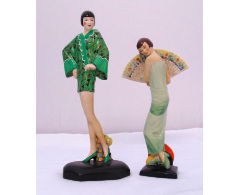 Kevin Francis ceramics limited edition 227/500 figurine of a Lady with Fan and a Crown Devon figurine of an Art Deco lady, ta