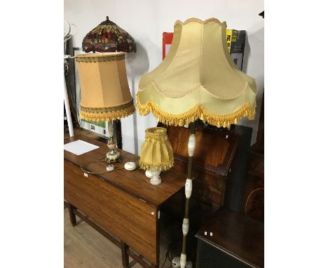 VINTAGE ONYX STANDARD LAMP AND 2 TABLE LAMPS