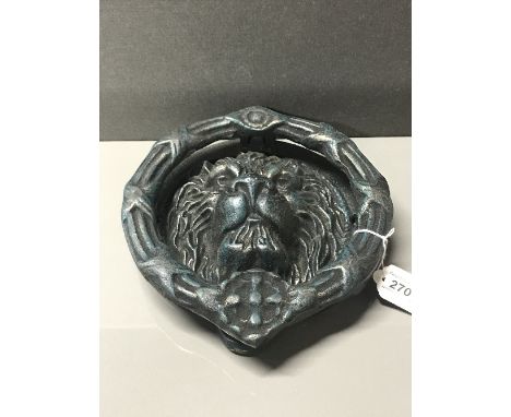 LARGE CAST METAL LION DOOR KNOCKER AFTER LONG LEAT