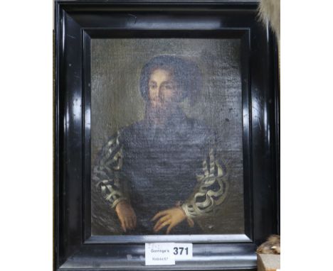19th century French School, oil on canvas, Portrait of Count Francesco Bussone, 28 x 21cm