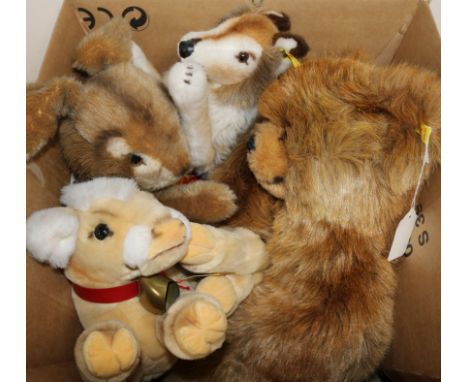 A Steiff 'Jolly Hase' rabbit glove puppet and three other Steiff animals, including a Super Molly bear, 0341/40, Corso Collie