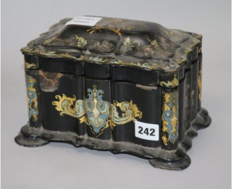 A Victorian papier mache tea caddy 23cm