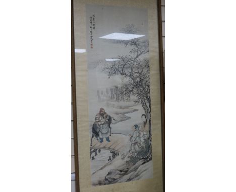 A Chinese watercolour on paper scroll painting106 x 40cm