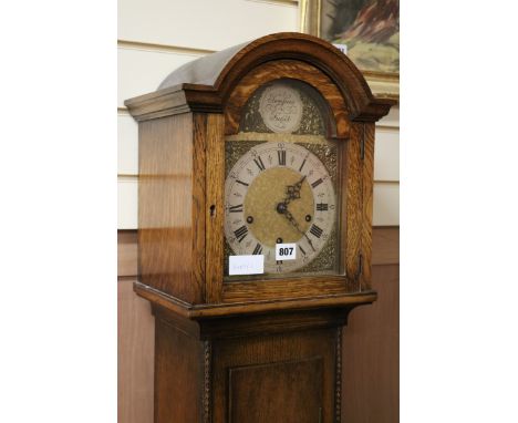 An oak 'Grandmother' longcase clock H.167cm